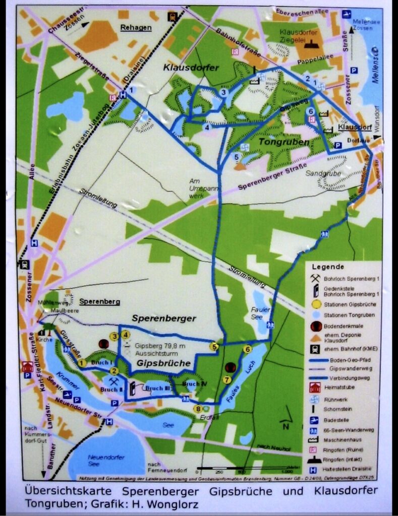 Route des Boden-Geo-Pfads durch die Sperenberger Gipsbrüche